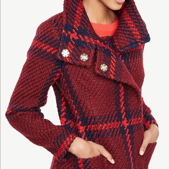 Ann Taylor Jackets & Blazers - Ann Taylor Plaid Wool Coat (NWT)- Red/Burgundy